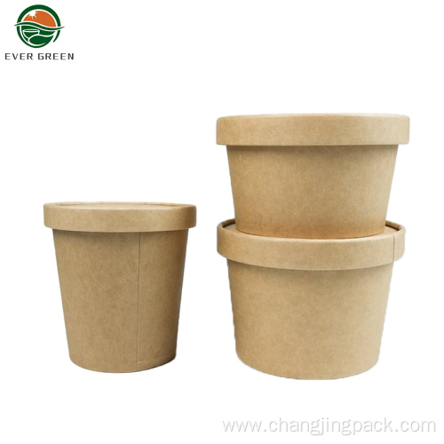 Disposable Food Grade Kraft Brown Paper Waterproof Bowl